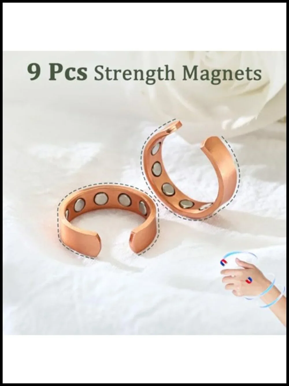 99.9% Pure Copper Magnetic Adjustable Ring Set with Strong Magnet